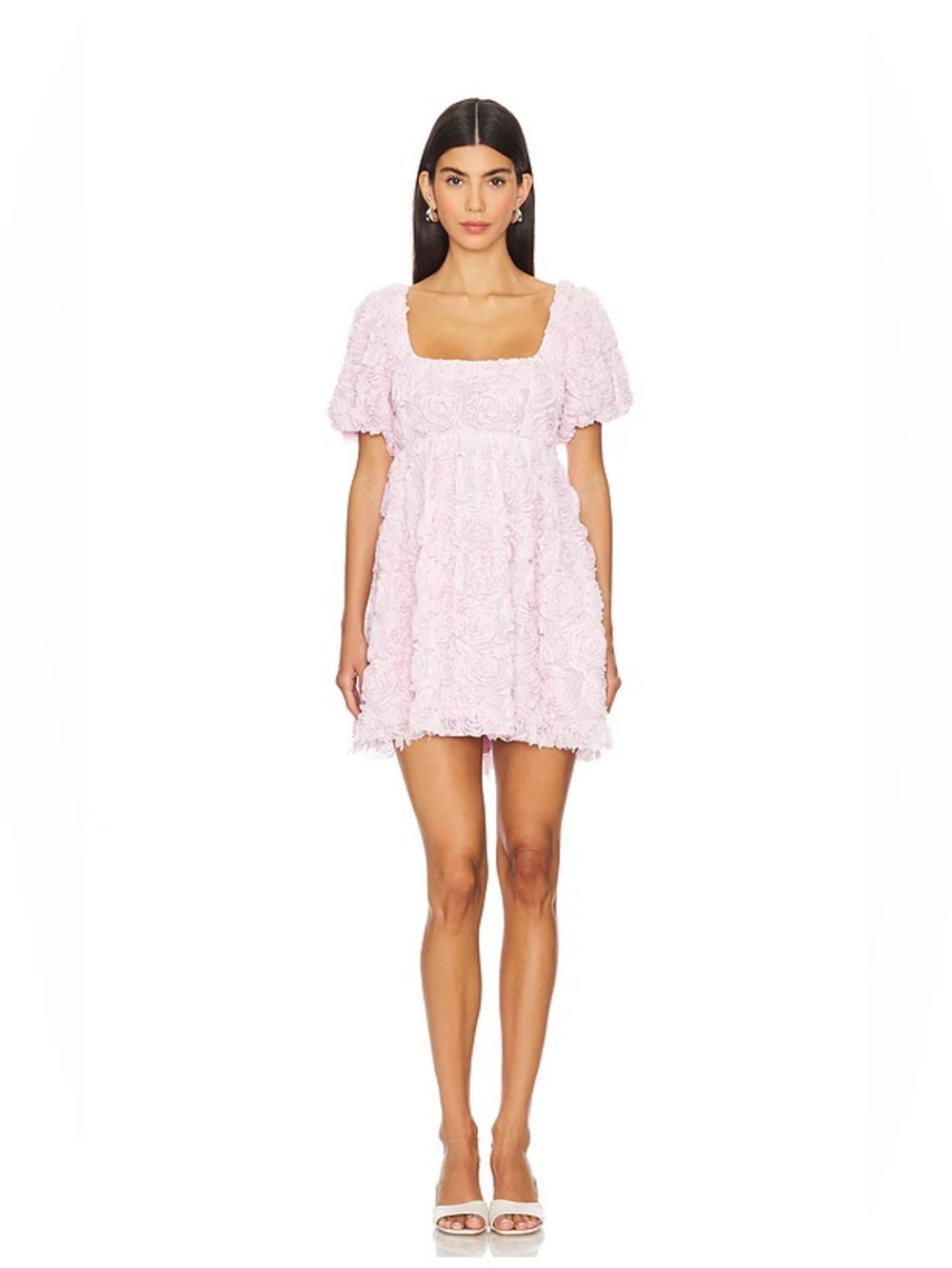 Show Me Your Mumu Smitten Baby Doll Dress L Rosette Mesh Pink